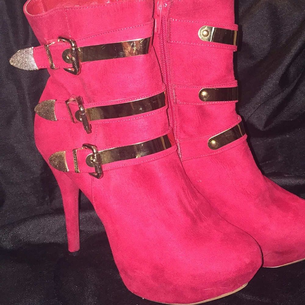 Red platform boots